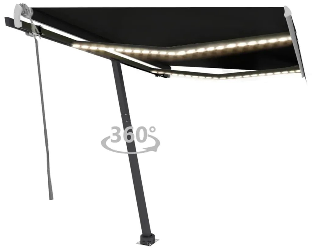 Tenda Da Sole Retrattile Manuale Con Led 300x250 Cm Antracite /