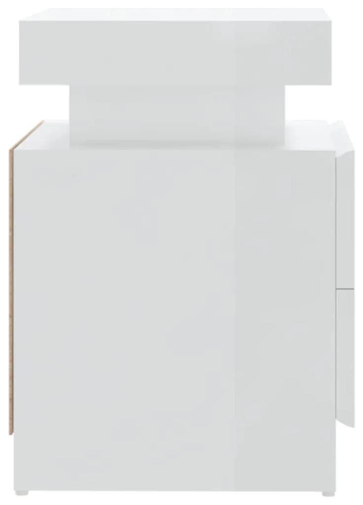 Comodino bianco lucido 45x35x52 cm in truciolato