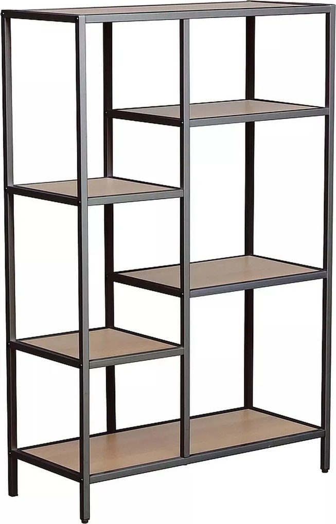 Libreria Costa B in finitura rovere con struttura in metallo nero opaco – 70x30x109 cm