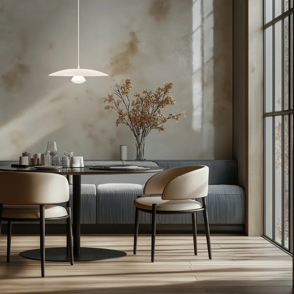 Lampadario LED bianco con paralume in metallo Lund – Candellux Lighting