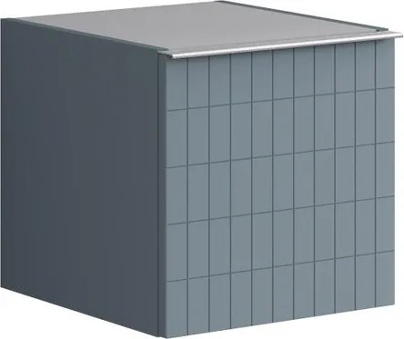 Base laterale Pixel con anta Grid laccato opaco indaco e maniglia alluminio brillante L.40 H.40 P.45,5 cm.