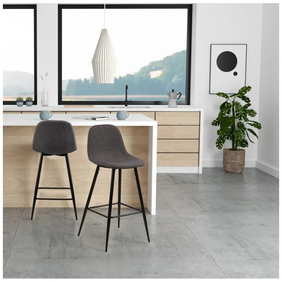 Set di sbagelli da bar grigi in imbottito 2 pz (altezza della seduta 65 cm) Wilma – Actona