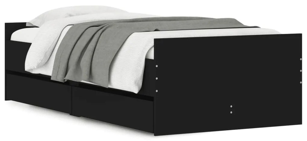 Giroletto nero con cassetti 75x190 cm small single