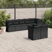 Set Divani da Giardino con Cuscini 8 pz Nero in Polyrattan 3217905