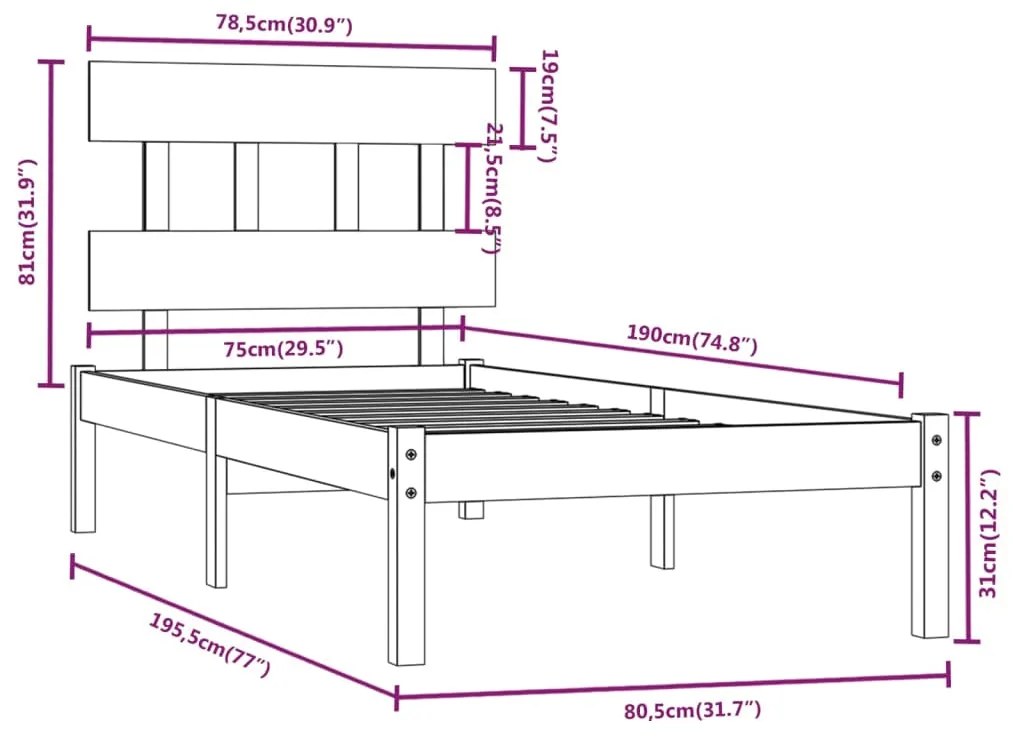 Giroletto in Legno Massello 75x190 cm Small Single