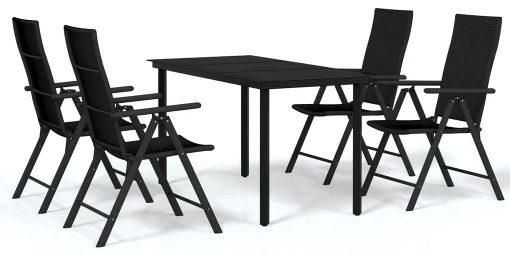 Set mobili da pranzo per giardino 5 pz nero