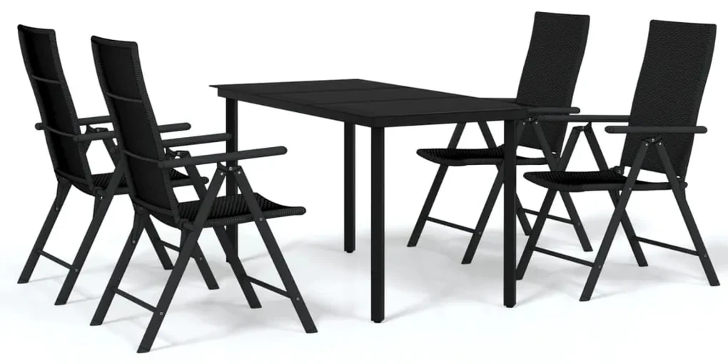 Set mobili da pranzo per giardino 5 pz nero