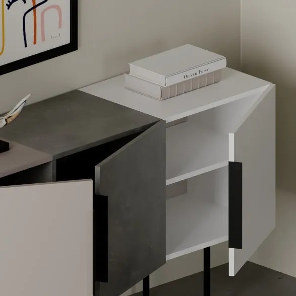 Madia Moderna 3 Ante 150 Cm Tricolore Tortora Bianco Cemento Tontini