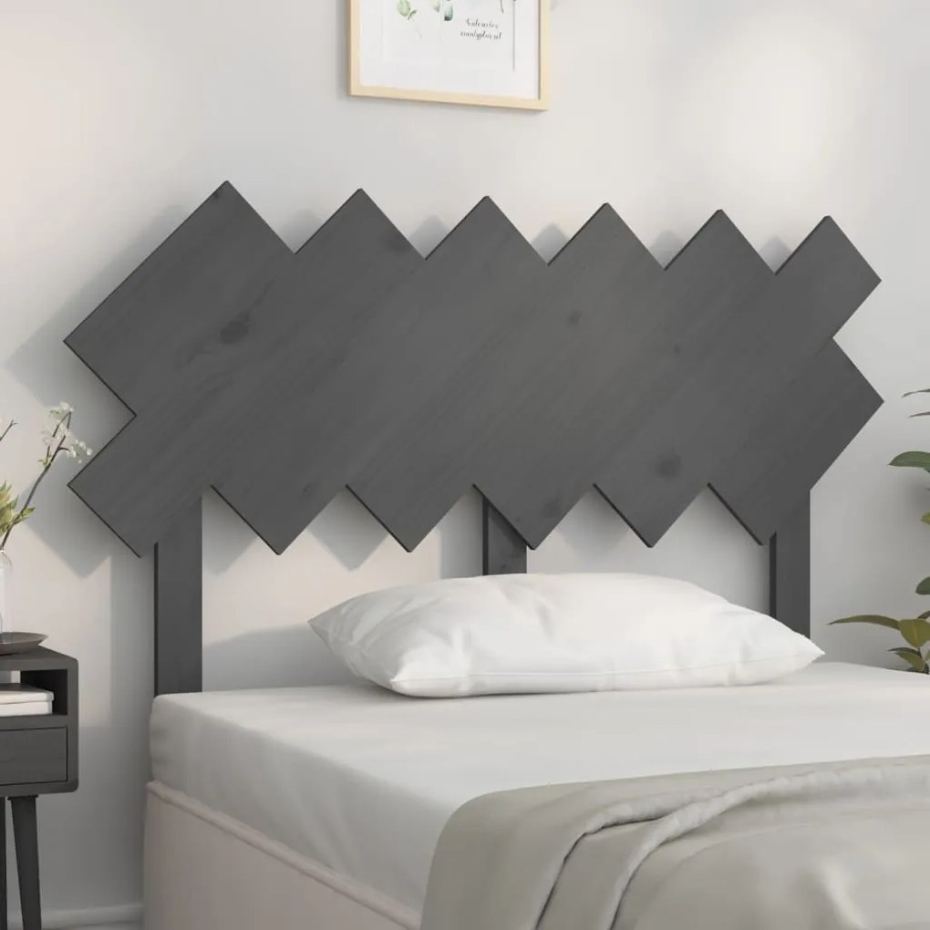 Testiera Per Letto Grigia 122,5x3x80,5cm Legno Massello Di Pino /