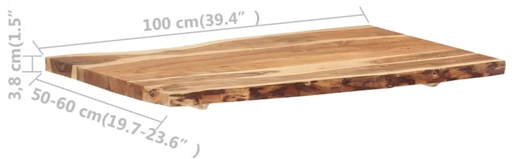 Piano del tavolo in legno massello di acacia 100x(50-60)x3,8 cm