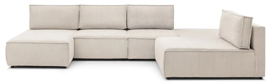 Divano angolare in velluto a coste variabile crema Nihad modular - Bobochic Paris