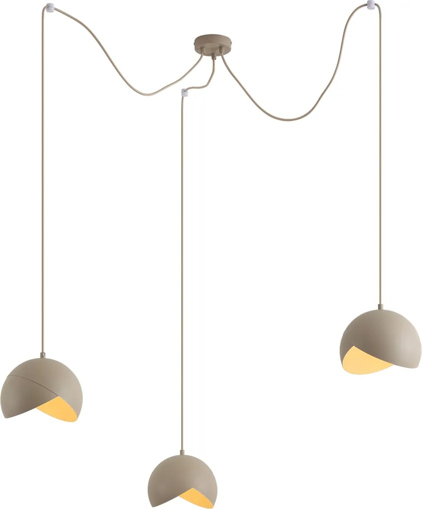 Lampada a sospensione di design beige con vetro opalino a 3 luci - Tulip