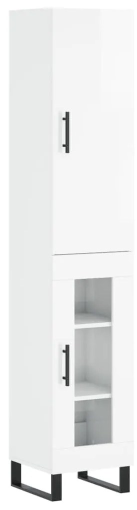 Credenza 34,5x34x180 cm in Legno Multistrato Bianco Lucido