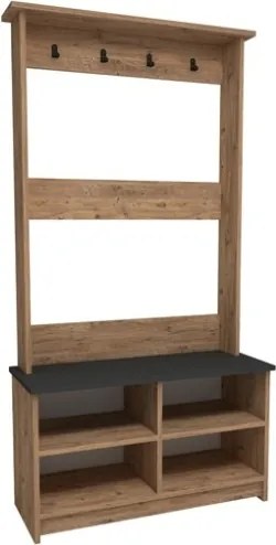 Mobile Ingresso 90 Cm Con Appendiabiti Panca E Vani A Giorno Carmela Rovere E Antracite