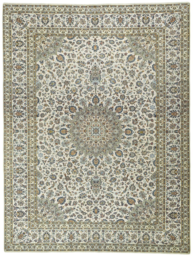 Kashan Tappeto persiano 390x290 Beige (Iran) Annodato A Mano