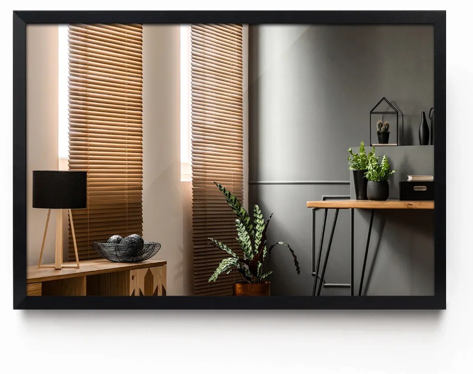 Specchio decorativo rettangolare Cornice in MDF nero 50x50 cm Nero