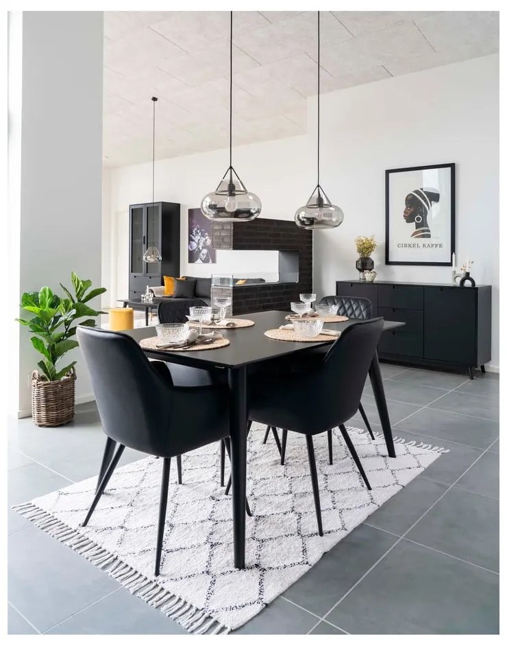 Set di sedie da pranzo nera in imbottito con braccioli 2 pz Harbo – House Nordic