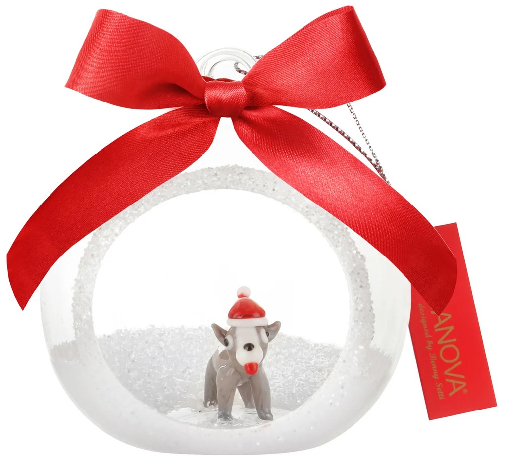 Pallina Natale segnaposto cane in vetro borosilicato