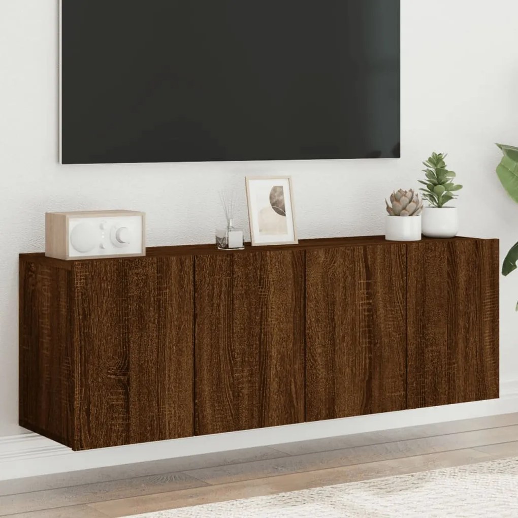 Mobili Tv A Parete 2pz Rovere Marrone 60x30x41 Cm /