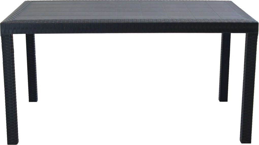 CALIGOLA - set tavolo in resina effetto rattan cm 150 x 90 x 74 h con 4 sedie e 2 poltrone Alma