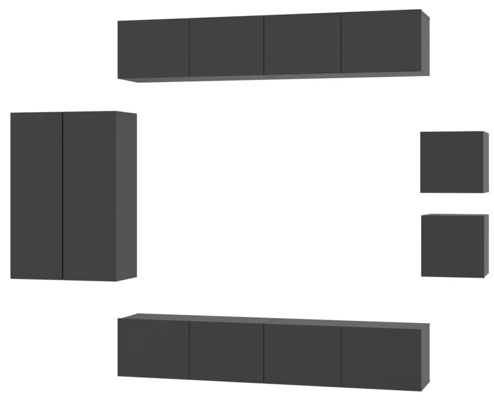 Set mobili porta tv 8pz nero in legno multistrato