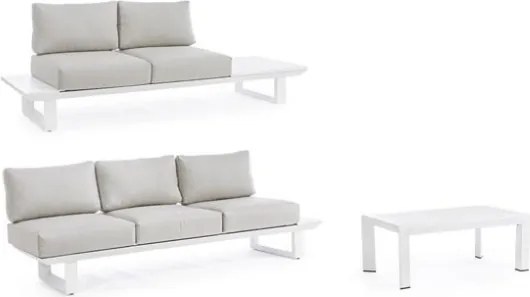 Salotto Angolare Da Esterno In Alluminio Con Cuscini E Tavolino Konnor Bianco Bizzotto