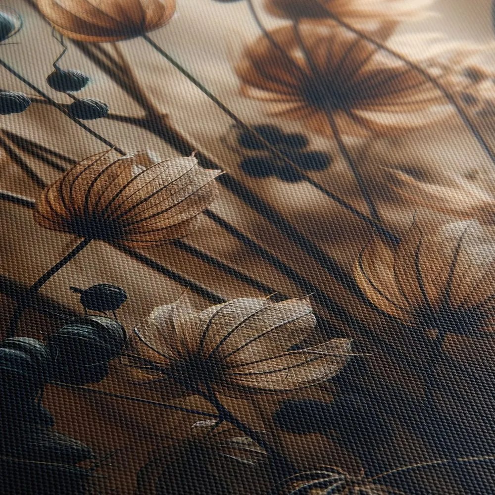 Quadro su tela – Fiori secchi in toni scuri