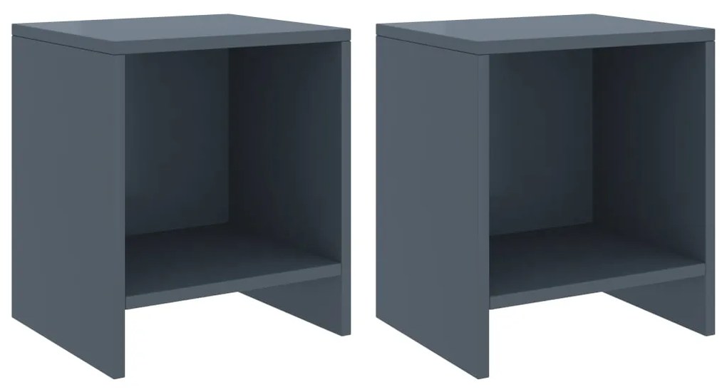 Comodini 2 Pz Grigio Chiaro 35x30x40 Cm Legno Massello Di Pino /