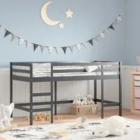 Letto Soppalco con Scala Bambini Nero 90x200cm Massello Pinocod mxl 116368