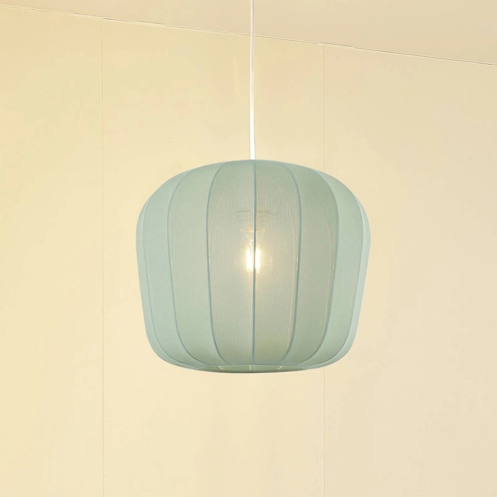 Lindby lampada a sospensione Helin, blu, Ø 35 cm, tessuto