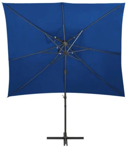 Ombrellone a Sbalzo con Doppia Copertura 250x250 cm Azzurro