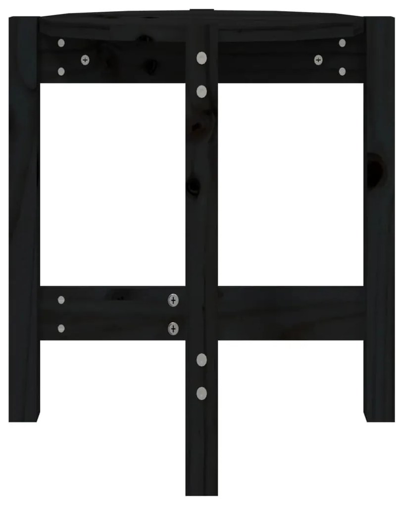 Tavolino da salotto nero Ø 42,5x45 cm in legno massello di pino