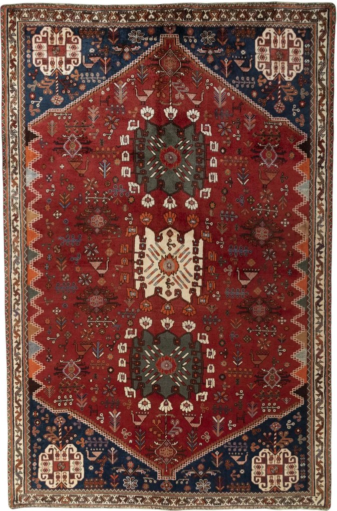 Shiraz Tappeto persiano 180x270 Rosso (Iran) Annodato A Mano