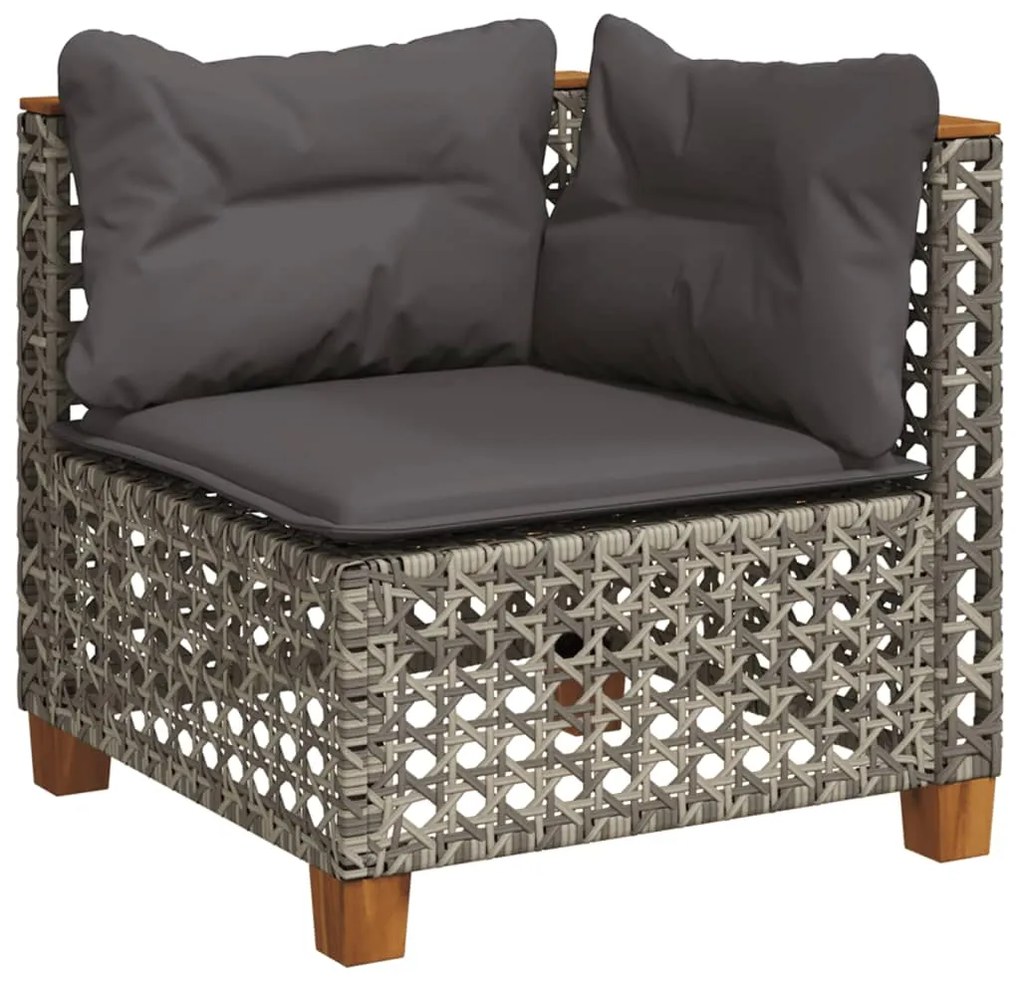 Set divani da giardino 7 pz con cuscini grigio in polyrattan