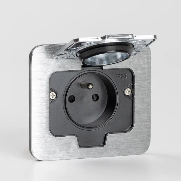 Brilagi - Presa a pavimento da incasso per esterni IP55 cromato opaco rettangolare