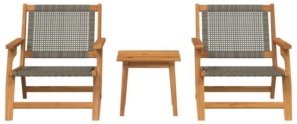 Set da giardino : 3 pezzi in legno massello di acacia, grigio