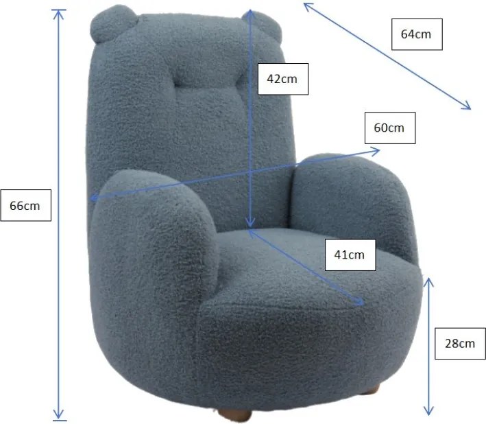 Poltrona per bambini beige con rivestimento in bouclé Rocky – Vipack