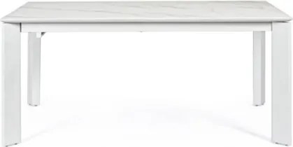 Tavolo Da Interno Allungabile 90x160-220 In Acciaio Piano In Ceramica Bianco-Grigio Briva Bizzotto