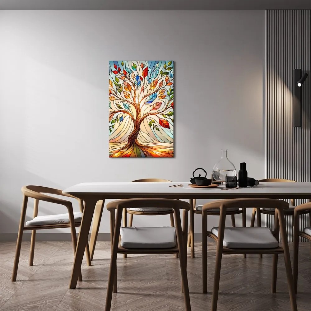 Quadro su tela – Albero della vita con foglie multicolori