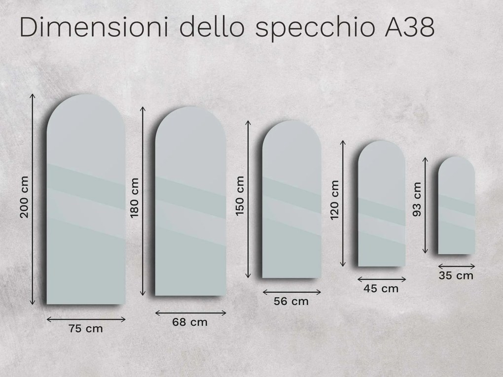 Specchio atipico con illuminazione a LED A38 35×93