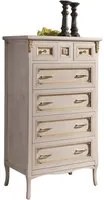 Cassettiera classica legno bianco invecchiato oro 79x50x144