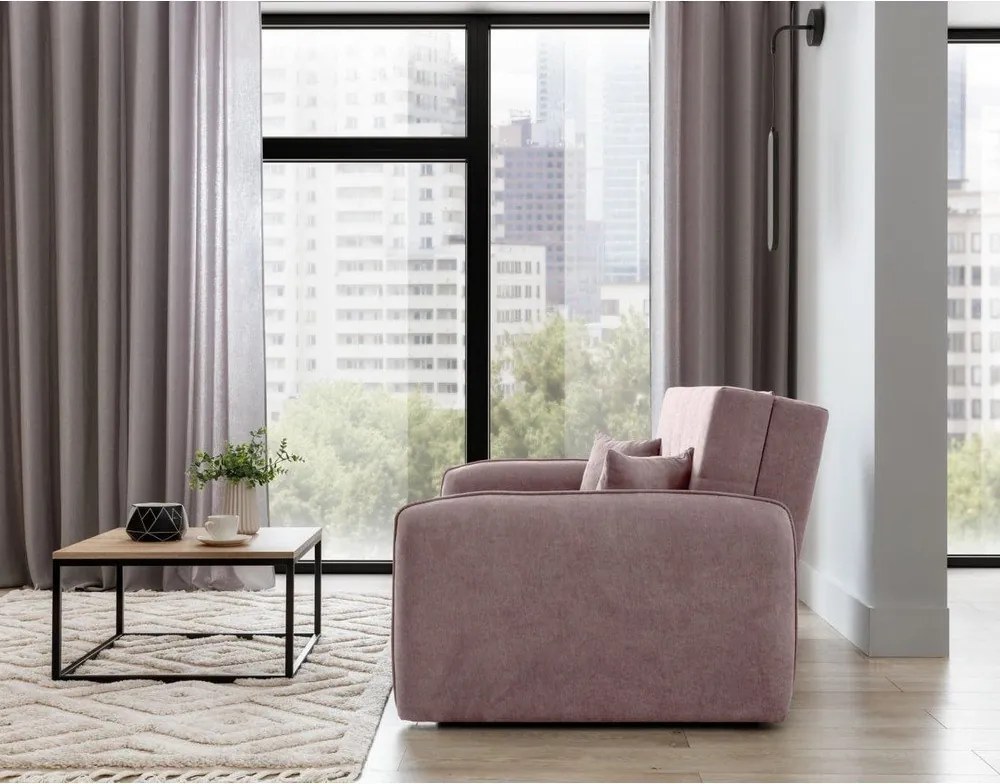 Divano rosa allungabile/con contenitore e rivestimento in ciniglia 155 cm Laine – ELTAP