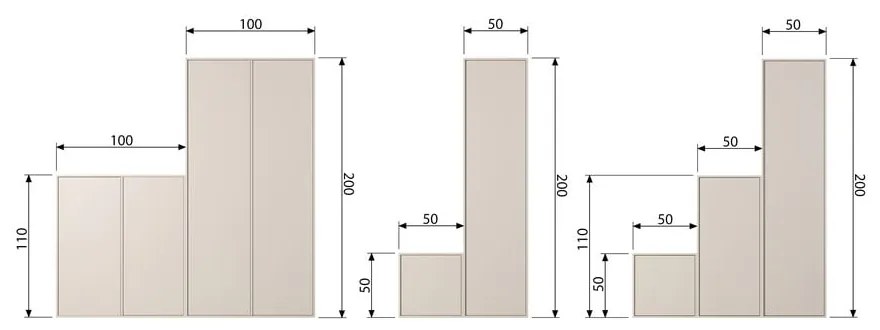 Armadio modulare in legno di pino crema 100x200 cm Daily - vtwonen