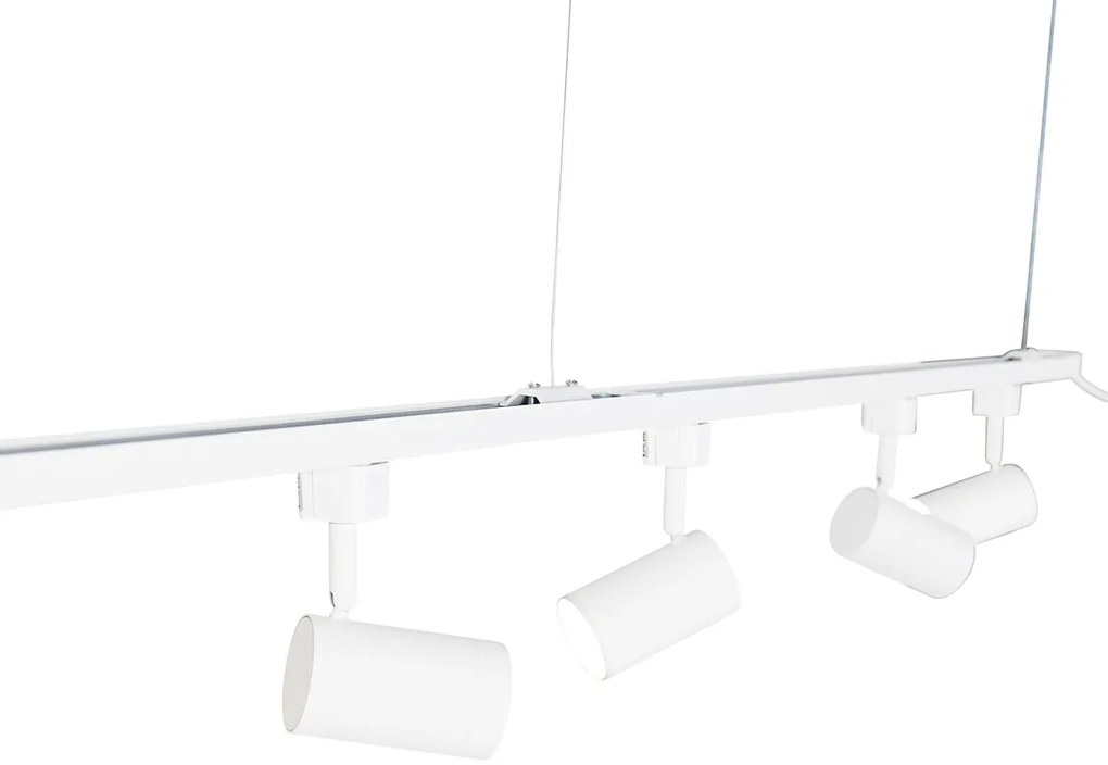 Sistema di binari sospesi moderno con 5 faretti bianco monofase - Iconic Jeana