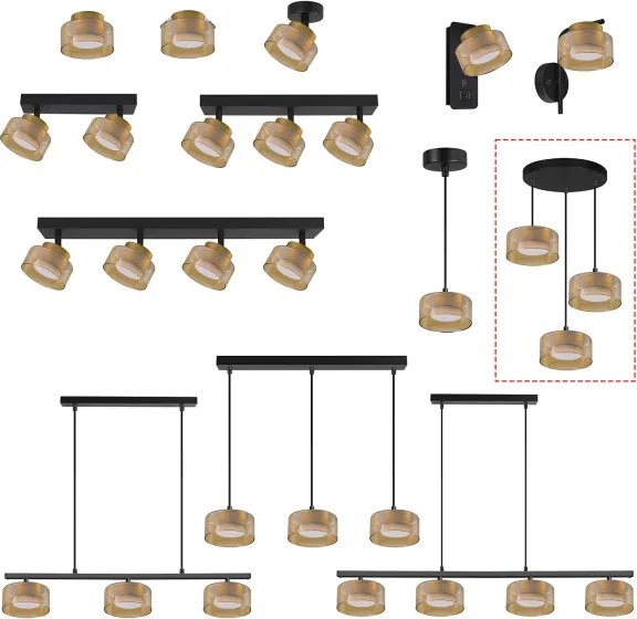 Brilagi - LED Lampada a sospensione con cavo AURA LUX 3xGX53/30W/230V nero/oro