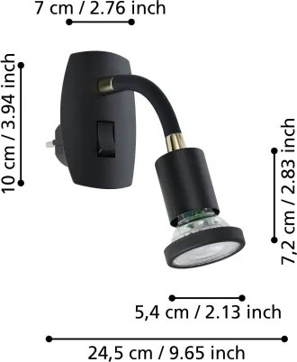Eglo 300912 - Lampada LED a spina PARRINI 1xGU10/4,5W/230V nera