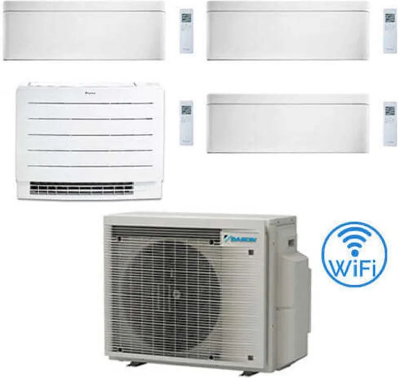 Daikin - Climatizzatore garanzia italia Stylish Bianco + Console WiFi Quadri Split Inverter 9000 + 9000 + 9000 + 12000 btu con u.e. 4MXM80A9 Classe