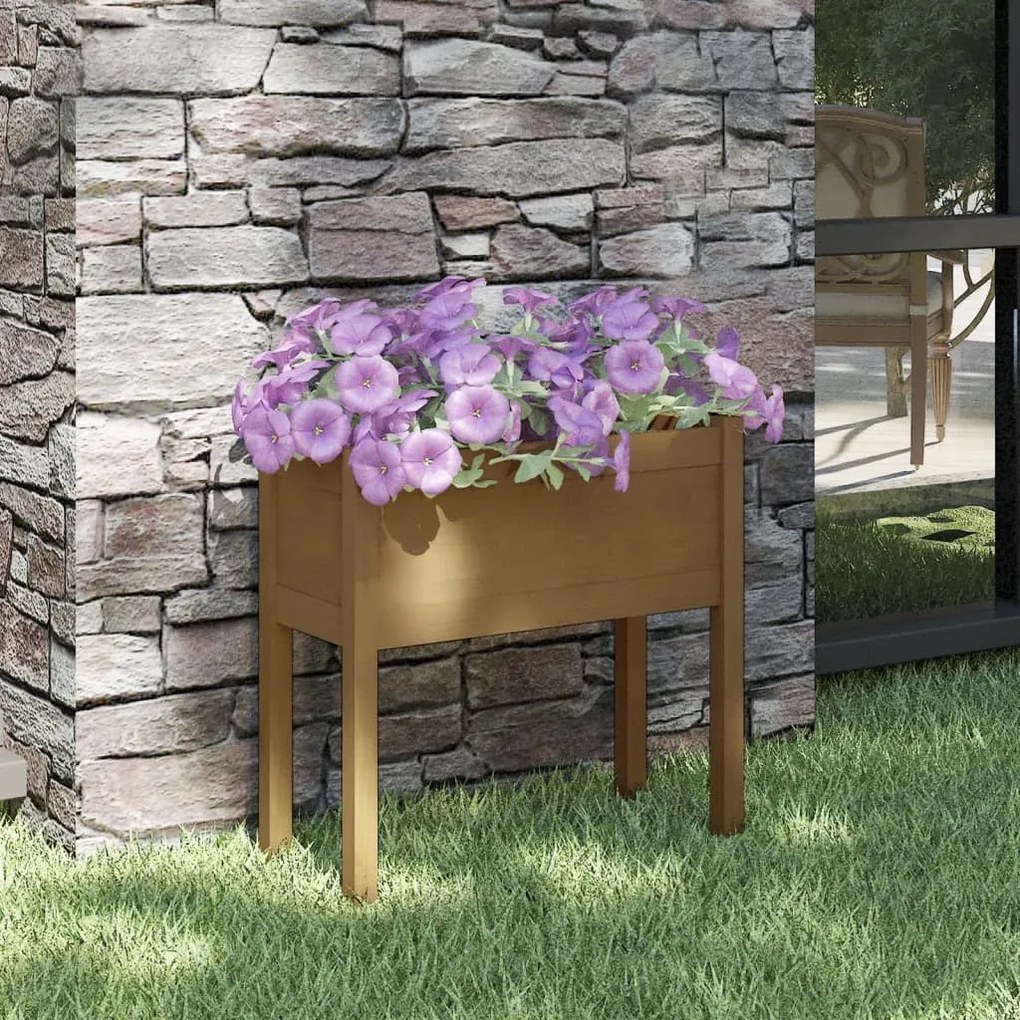 Fioriera Da Giardino Ambra 70x31x70 Cm İn Massello Di Pino /