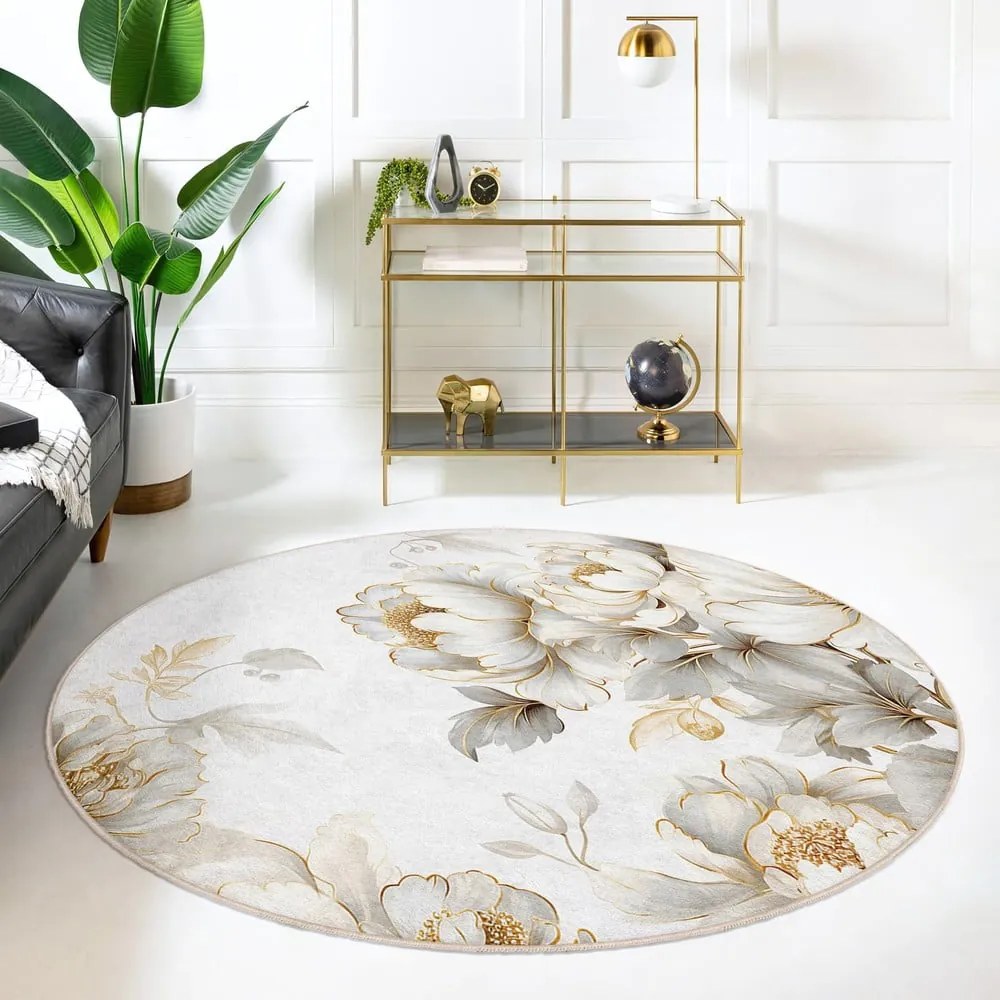 Tappeto rotondo in grigio chiaro/beige lavabile ø 100 cm Soft and Gentle – Mila Home