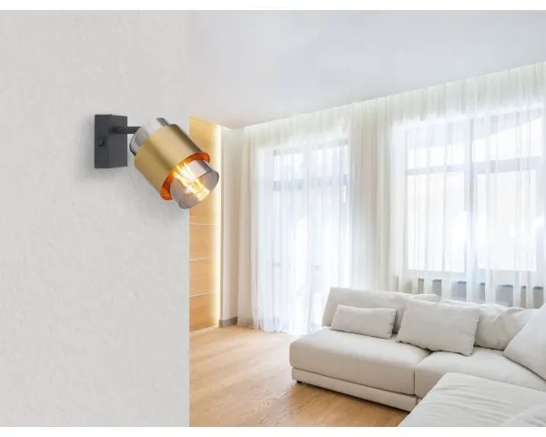 Globo 15560-1 - Faretto da parete MILLEY 1xE27/40W/230V nero/ottone